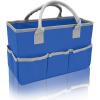 imageCupohus Art Organizer Craft Storage Tote Bag with Pockets and Hadles Oxford Fabric Carrying Caddy for Teacher Officer Artist Students Traveler and more  Black with Grey EdgeBlue with Grey