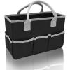 imageCupohus Art Organizer Craft Storage Tote Bag with Pockets and Hadles Oxford Fabric Carrying Caddy for Teacher Officer Artist Students Traveler and more  Black with Grey EdgeGrey