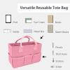 imageCupohus Art Organizer Craft Storage Tote Bag with Pockets and Hadles Oxford Fabric Carrying Caddy for Teacher Officer Artist Students Traveler and more  Black with Grey EdgePink