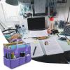 imageCupohus Art Organizer Craft Storage Tote Bag with Pockets and Hadles Oxford Fabric Carrying Caddy for Teacher Officer Artist Students Traveler and more  Black with Grey EdgePurple