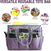 imageCupohus Art Organizer Craft Storage Tote Bag with Pockets and Handles Oxford Fabric Carrying Caddy for Teacher Officer Artist Traveler and more Dark GreenPurple