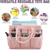 imageCupohus Art Organizer Craft Storage Tote Bag with Pockets and Handles Oxford Fabric Carrying Caddy for Teacher Officer Artist Traveler and more Dark GreenPink