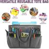 imageCupohus Art Organizer Craft Storage Tote Bag with Pockets and Handles Oxford Fabric Carrying Caddy for Teacher Officer Artist Traveler and more Dark GreenGrey