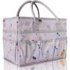 imageCupohus Art Organizer Craft Storage Tote Bag with Pockets and Handles Oxford Fabric Carrying Caddy for Teacher Officer Artist Traveler and moreLittle Blue FlowerPink Fruit