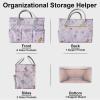 imageCupohus Art Organizer Craft Storage Tote Bag with Pockets and Handles Oxford Fabric Carrying Caddy for Teacher Officer Artist Traveler and moreLittle Blue FlowerPink Fruit