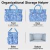 imageCupohus Art Organizer Craft Storage Tote Bag with Pockets and Handles Oxford Fabric Carrying Caddy for Teacher Officer Artist Traveler and moreLittle Blue FlowerLittle Blue Flower