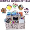imageCupohus Art Organizer Craft Storage Tote Bag with Pockets and Handles Oxford Fabric Carrying Caddy for Teacher Officer Artist Traveler and moreLittle Blue FlowerGrey Pet