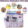 imageCupohus Art Organizer Craft Storage Tote Bag with Pockets and Handles Oxford Fabric Carrying Caddy for Teacher Officer Artist Traveler and moreLittle Blue FlowerPink Fruit