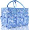 imageCupohus Art Organizer Craft Storage Tote Bag with Pockets and Handles Oxford Fabric Carrying Caddy for Teacher Officer Artist Traveler and moreLittle Blue FlowerLittle Blue Flower