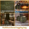 imageCupohus Extra Large 2in1 Firewood Carrier Waxed Canvas Bag 44x23 Heavy Duty Log Holder Tote Bag with Handles and Shoulder Strap for Indoor Fireplace Wood Stove Accessories Outdoor Camping GreenGreen
