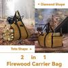 imageCupohus Extra Large 2in1 Firewood Carrier Waxed Canvas Bag 44x23 Heavy Duty Log Holder Tote Bag with Handles and Shoulder Strap for Indoor Fireplace Wood Stove Accessories Outdoor Camping GreenKhaki