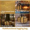 imageCupohus Extra Large 2in1 Firewood Carrier Waxed Canvas Bag 44x23 Heavy Duty Log Holder Tote Bag with Handles and Shoulder Strap for Indoor Fireplace Wood Stove Accessories Outdoor Camping GreenKhaki