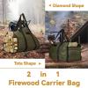 imageCupohus Extra Large 2in1 Firewood Carrier Waxed Canvas Bag 44x23 Heavy Duty Log Holder Tote Bag with Handles and Shoulder Strap for Indoor Fireplace Wood Stove Accessories Outdoor Camping GreenGreen