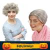 imageCupohus Old Lady Costume Set Grandma Wig 100 Days of School Costume Madea Granny Glasses Eyeglass Chains Cords Faux Pearl Bead Necklace Old Lady Cosplay Set Grey Afro with Hair RollersGrey