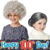 imageCupohus Old Lady Costume Set Grandma Wig 100 Days of School Costume Madea Granny Glasses Eyeglass Chains Cords Faux Pearl Bead Necklace Old Lady Cosplay Set Grey Afro with Hair Rollerssilver white afro
