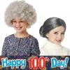 imageCupohus Old Lady Costume Set Grandma Wig 100 Days of School Costume Madea Granny Glasses Eyeglass Chains Cords Faux Pearl Bead Necklace Old Lady Cosplay Set Grey Afro with Hair RollersGrey