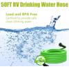 imageCupohus RV Water Hose 10FT with Strain Relief Ends KinkResistant Drinking Water Hose 58ID Potable Food Grade Hose with Storage Strap for RV Marine Camper Truck Car GardenGreen