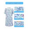 imageCupohus Womens Old Lady Wig Costume Set 100 Days of School Adult Granny Dress Cosplay 8PCS Set Grandma Wig and Cap Retro Glasses with Chain Faux Pearl Jewelry Cane Blue Floral Dress OutfitBlue