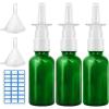 imageCupohus Nasal Spray Bottle 3 Pcs 30ML1oz Cobalt Blue Glass Refillable Fine Mist Sprayers Atomizers Travel Sized Empty Nasal Sprayer with Funnels and LabelsGreen