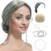 imageCupohus Old Lady Costume Set Grandma Wig 100 Days of School Costume Madea Granny Glasses Eyeglass Chains Cords Faux Pearl Bead Necklace Old Lady Cosplay Set Grey Afro with Hair Rollersgrey bun