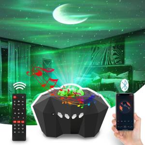 imageCupohus Aurora Moon Star Projector Night Light with Bluetooth Music Speaker Galaxy Starry Sky LED Timing Starlight Projector for Bedroom Kids Room Decor with Remote Control