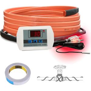imageCupohus Heat Tape for Water Pipes with Digital Display Thermostat 30FT Freeze Protection SelfRegulating Heat Trace Cable for Metal Plastic Home Pipes Roof and RV12FT
