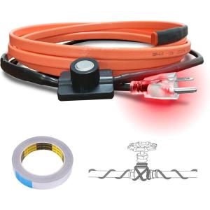 imageCupohus Heat Tape for Water Pipes with Thermostat 12FT Freeze Protection SelfRegulating Heat Trace Cable for Metal Plastic Home Pipes Roof and RV3FT
