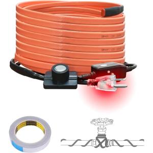 imageCupohus Heat Tape for Water Pipes with Thermostat 12FT Freeze Protection SelfRegulating Heat Trace Cable for Metal Plastic Home Pipes Roof and RV40FT