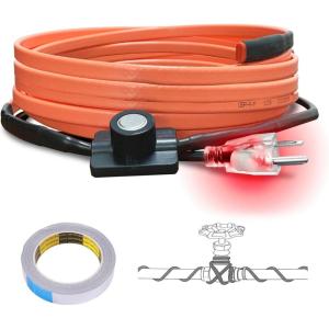imageCupohus Heat Tape for Water Pipes with Thermostat 12FT Freeze Protection SelfRegulating Heat Trace Cable for Metal Plastic Home Pipes Roof and RV9FT
