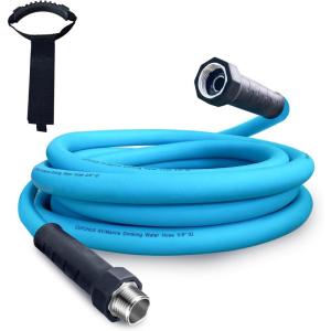 imageCupohus RV Water Hose 10FT with Strain Relief Ends KinkResistant Drinking Water Hose 58ID Potable Food Grade Hose with Storage Strap for RV Marine Camper Truck Car GardenBlue