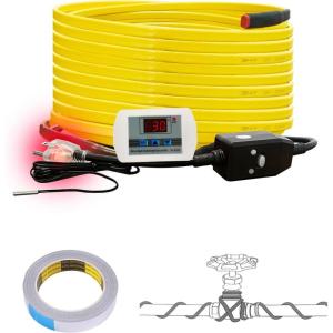 imageCupohus Softer Heat Tape for Water Pipes 9FT SelfRegulating Digital Display Thermostat Freeze Protection Roof Deicing Cable for Metal Plastic Home Pipes RV Water Hose30FT