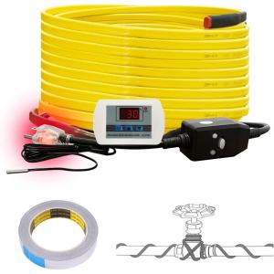 imageCupohus Softer Heat Tape for Water Pipes 9FT SelfRegulating Digital Display Thermostat Freeze Protection Roof Deicing Cable for Metal Plastic Home Pipes RV Water Hose40FT