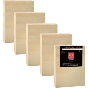 imageCupohus Unfinished Wood Boards Canvas for Painting 5 Packs 34 Deep Cupohus 8 x 8 Wooden Cradled Panels for Pouring Art Crafts Paints and More8 x 10