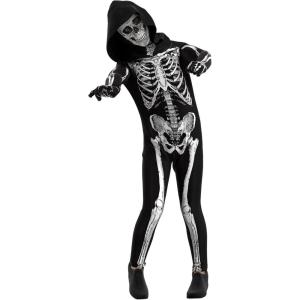 imageCupohus Unisex Jumpsuit  Scary Black and White Halloween Jumpsuit Costume compatible for cos like SkeletonNo foot cover Include gloves