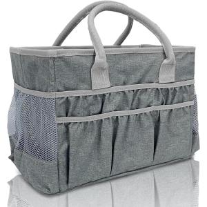 imageCupohus WaterResistant Art Organizer Tote Bag  Craft Storage Bag with Multiple Pockets and Handles for Artists Kids Students and More  GreyGrey