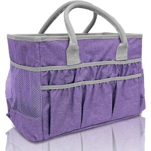 imageCupohus WaterResistant Art Organizer Tote Bag  Craft Storage Bag with Multiple Pockets and Handles for Artists Kids Students and More  GreyPurple