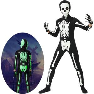 imageCupohus Halloween Costume Glow in Dark Skeleton Costume Bodysuit Jumpsuit  Halloween Outfits Unisex Kids2022 VersionGlow