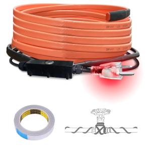 imageCupohus SelfRegulating Heat Tape for Water Pipes 9FT Waterproof Thermostat for Outdoor Freeze Protection Heat Trace Cable for Metal Plastic Home Pipes Roof and RV 110120V15FT
