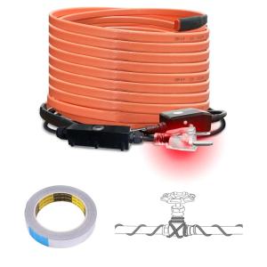 imageCupohus SelfRegulating Heat Tape for Water Pipes 9FT Waterproof Thermostat for Outdoor Freeze Protection Heat Trace Cable for Metal Plastic Home Pipes Roof and RV 110120V60FT