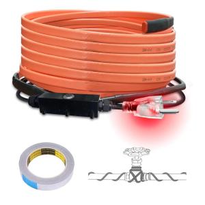 imageCupohus SelfRegulating Heat Tape for Water Pipes 9FT Waterproof Thermostat for Outdoor Freeze Protection Heat Trace Cable for Metal Plastic Home Pipes Roof and RV 110120V25FT