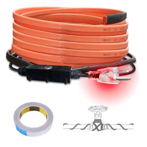 imageCupohus SelfRegulating Heat Tape for Water Pipes 9FT Waterproof Thermostat for Outdoor Freeze Protection Heat Trace Cable for Metal Plastic Home Pipes Roof and RV 110120V18FT