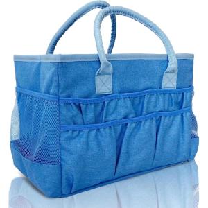 imageCupohus WaterResistant Art Organizer Tote Bag  Craft Storage Bag with Multiple Pockets and Handles for Artists Kids Students and More  BlueBlue